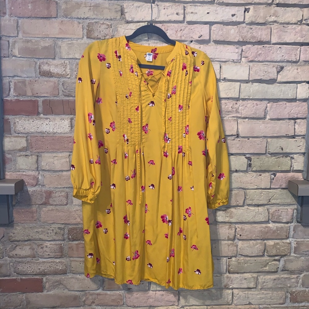 Mustard Yellow Floral Shift Dress